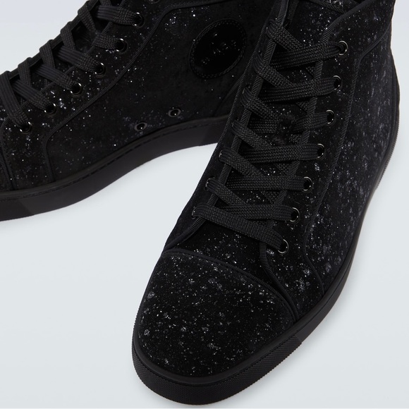 New Size 44 Christian Louboutin Louis Orlato Flat Sneakers Black Silver - Picture 3 of 14